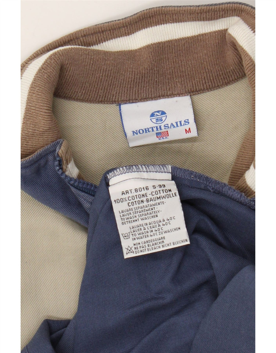 North Sails Herren-Sweatshirt mit Reißverschluss am Hals, mittelblaue Colourblock-Baumwolle