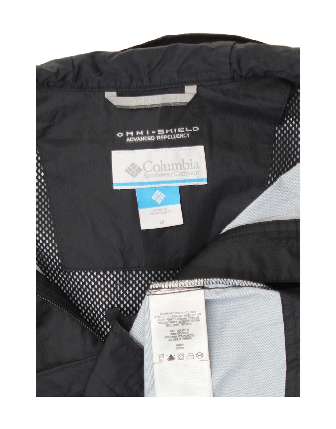 COLUMBIA Womens Omni-Shield Hooded Raincoat UK 12 Medium Black Nylon Vintage Columbia and Second-Hand Columbia from Messina Hembry 