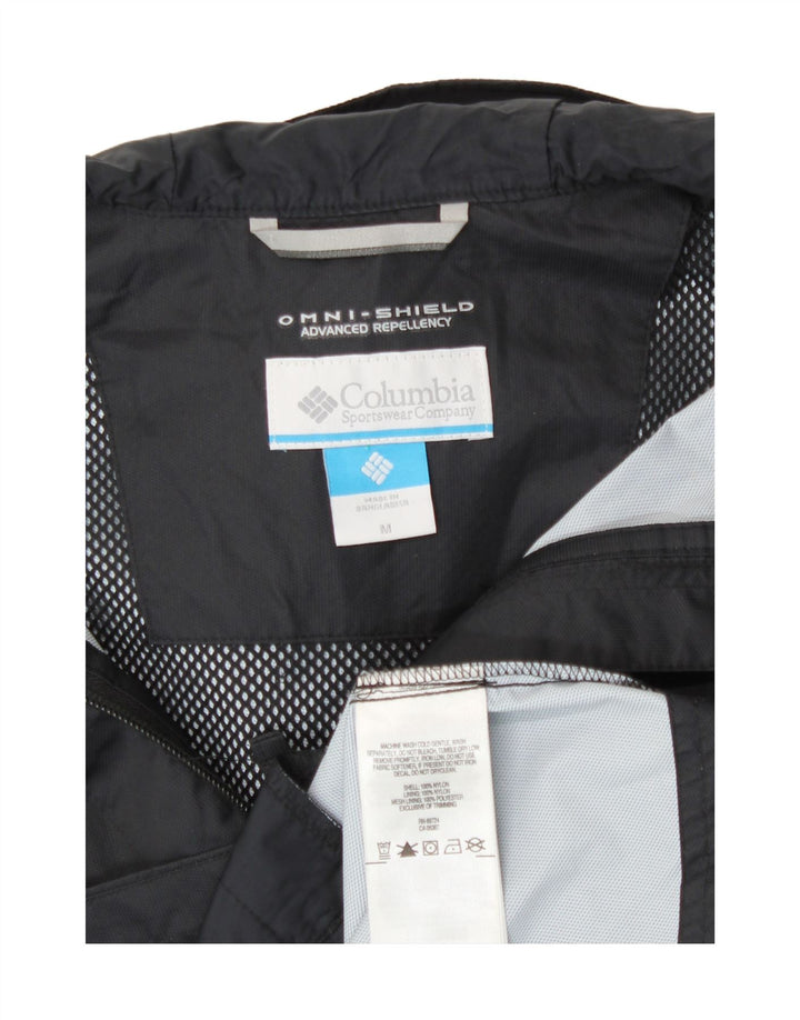 COLUMBIA Womens Omni-Shield Hooded Raincoat UK 12 Medium Black Nylon Vintage Columbia and Second-Hand Columbia from Messina Hembry 