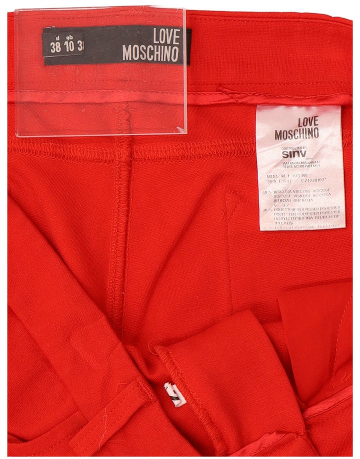 MOSCHINO Damen Slim Freizeithose UK 10 Small W32 L30 Rote Viskose
