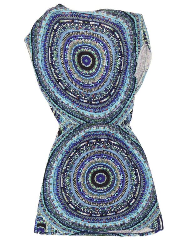 Desigual Damen Tunikakleid UK 8 Kleine blaue geometrische Viskose