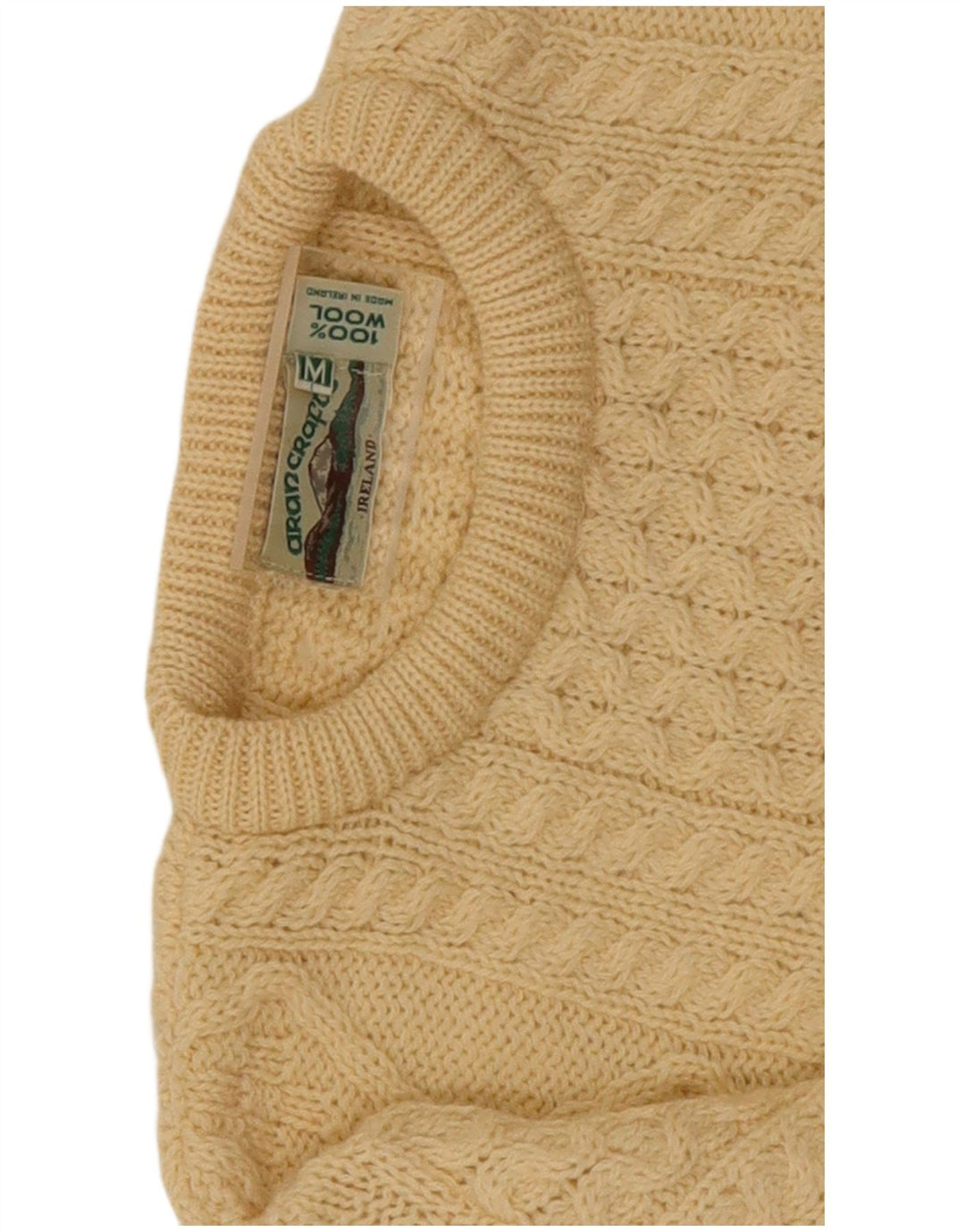 arancrafts Herren-Pullover mit Rundhalsausschnitt, mittelbeige Wolle