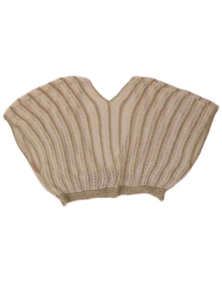 Vintage Damen 2-teiliges Rockset UK 8 Small W26 Beige gestreift aus Acryl