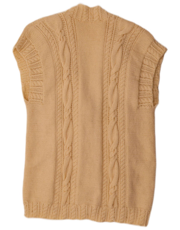 Vintage Damen Ärmelloser Cardigan Pullover UK 20 2XL Beige