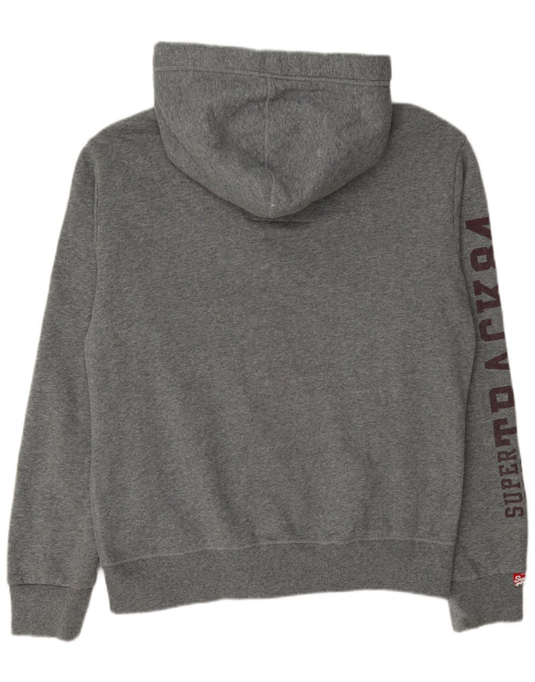 Superdry Mens Hooded Graphic Zip Hoodie Sweater Large Grey Cotton