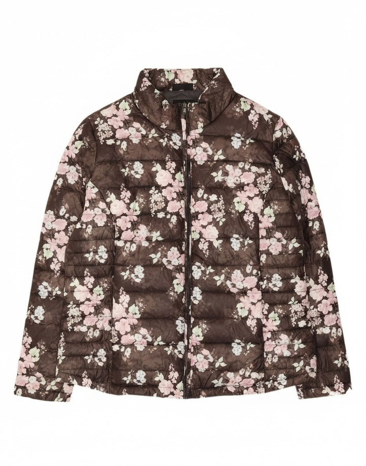 JANINA Wattierte Damenjacke IT 46 Large Brown Floral