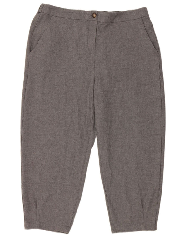 Zara Damen-Caprihose mit hoher Taille, XL, W32, L22, Grau, Polyester