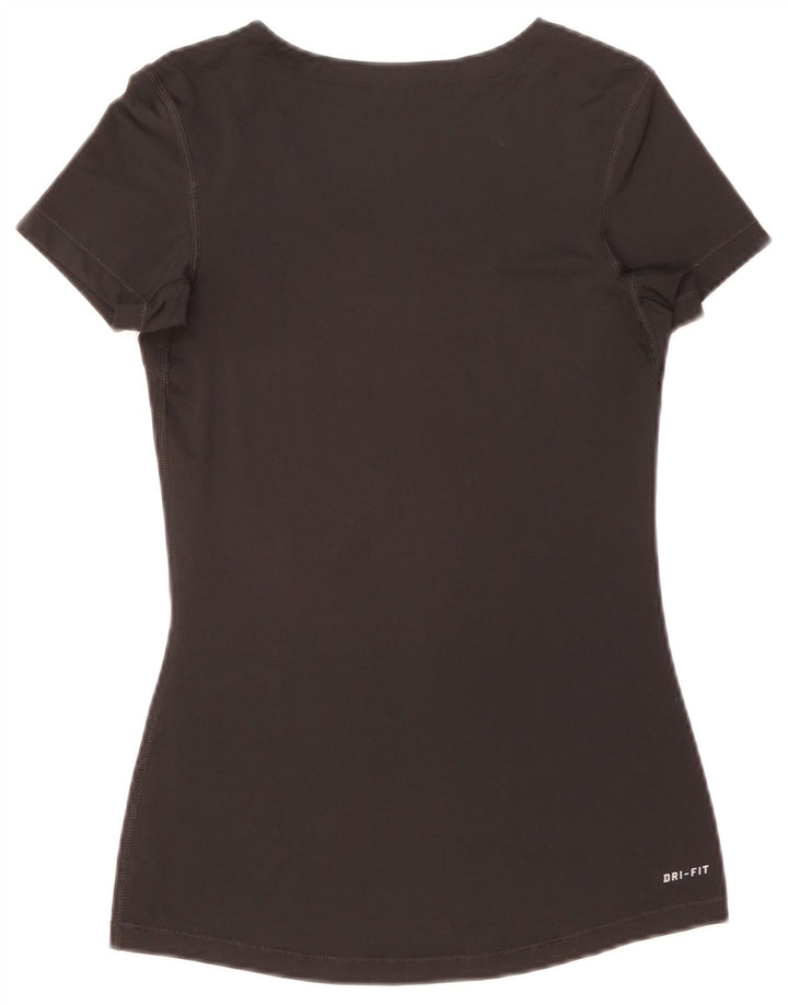 Nike Damen Dri Fit T-Shirt Top UK 8 Small Schwarz