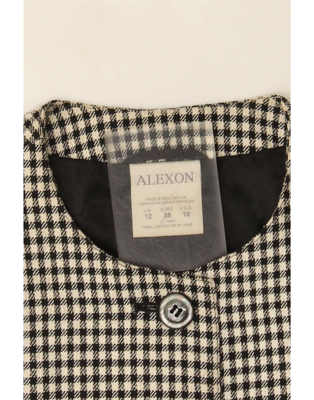 ALEXON Womens Loose Fit Overcoat UK 12 Mittelschwarzes Hahnentritt-Polyester