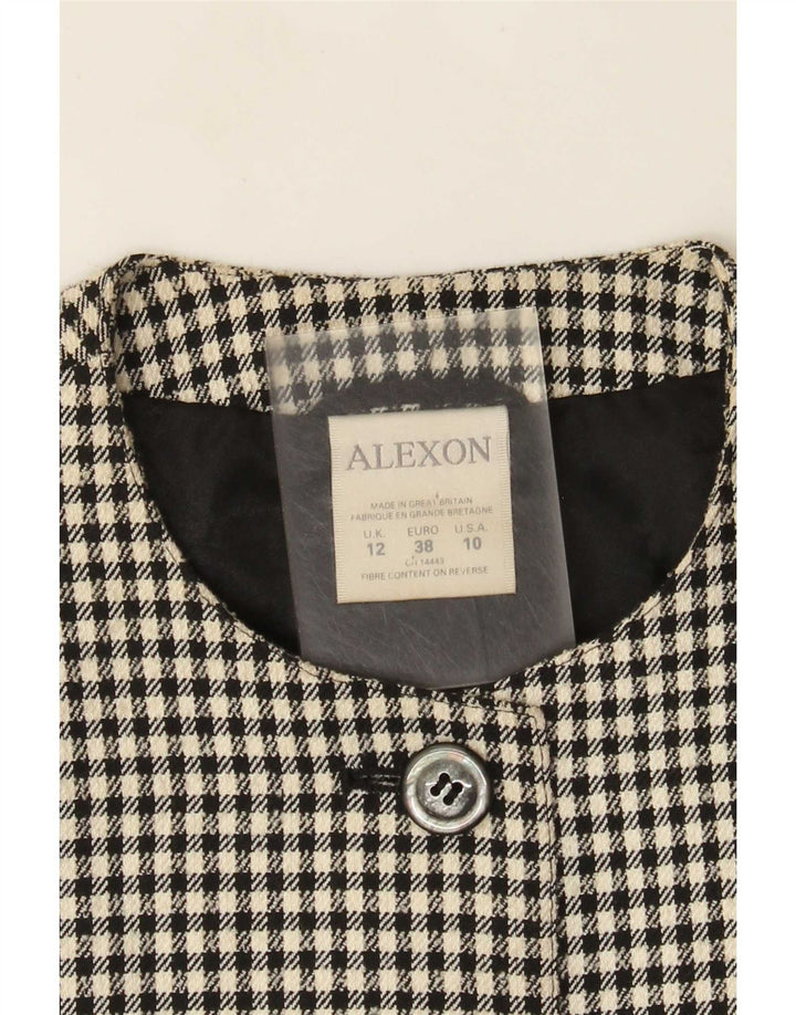 ALEXON Womens Loose Fit Overcoat UK 12 Mittelschwarzes Hahnentritt-Polyester
