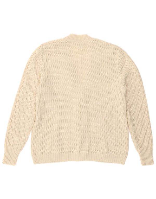 Vintage Damen Cardigan Pullover IT 48 XL Weiße Schurwolle