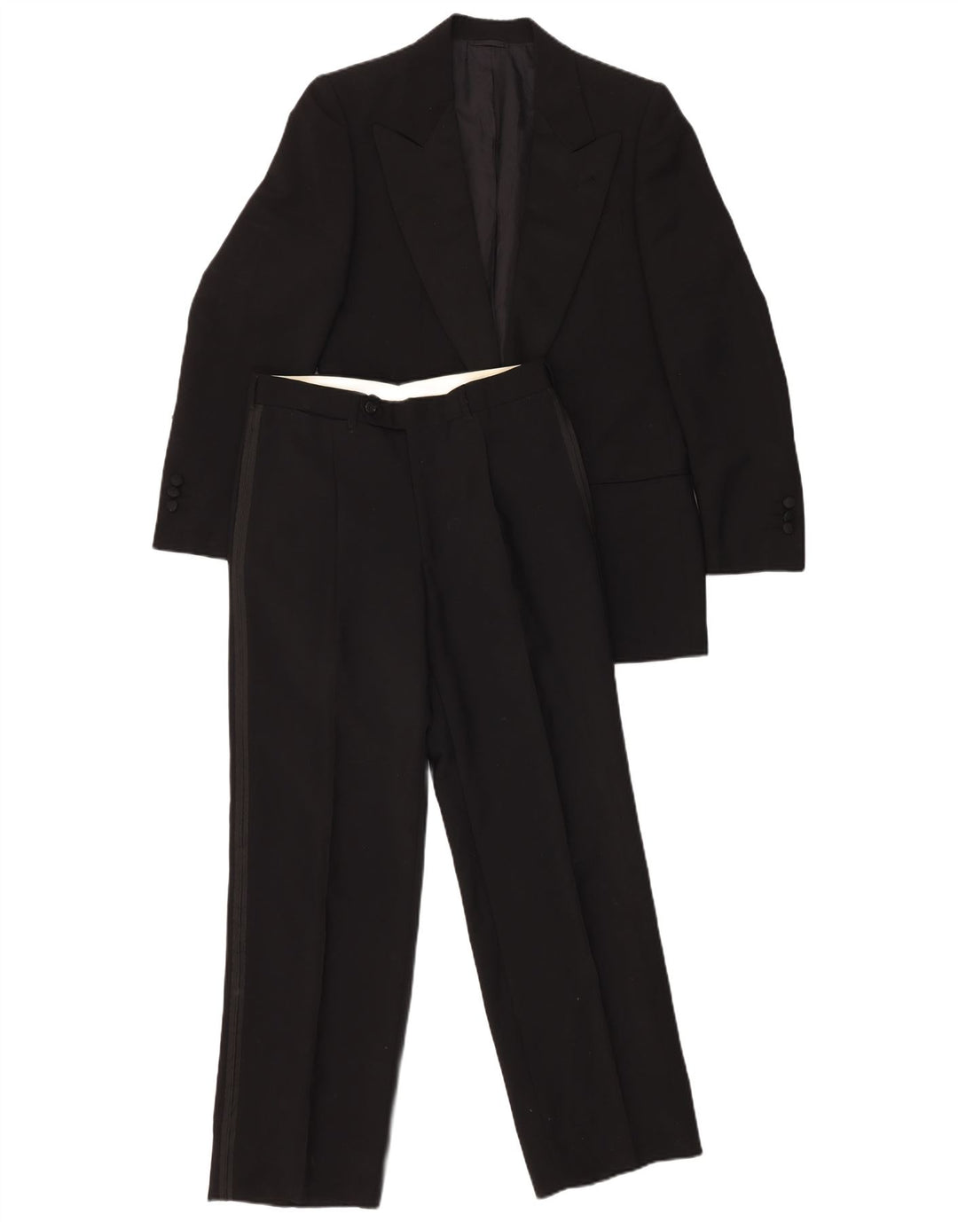 VINTAGE Herren 1-Knopf-2-teiliges Set IT 46 Small W29 L29 Schwarze Wolle