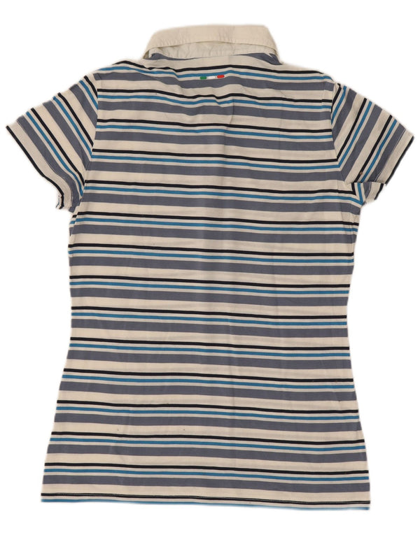 Fila Damen Poloshirt UK 12 Mittelblau gestreift