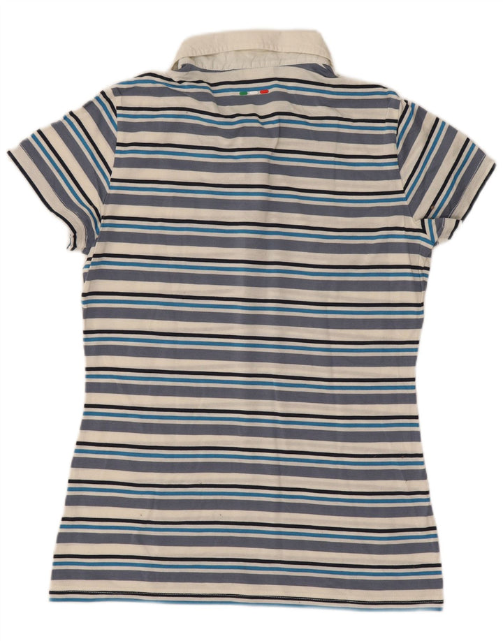 Fila Damen Poloshirt UK 12 Mittelblau gestreift
