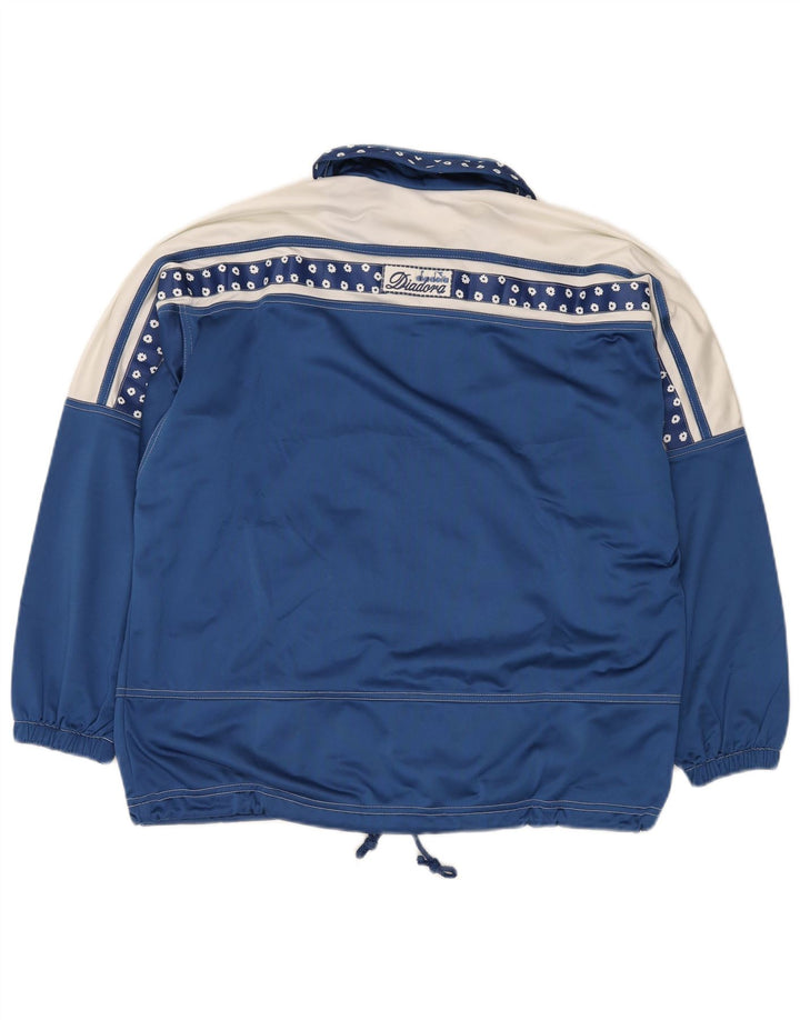 DIADORA Übergroße Trainingsjacke für Damen, UK 12, Mittelblau mit Blumenmuster