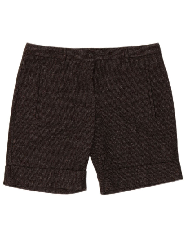 BENETTON Damen Chinoshorts IT 46 Large W34 Braun meliert Schurwolle
