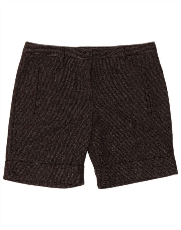 BENETTON Damen Chinoshorts IT 46 Large W34 Braun meliert Schurwolle