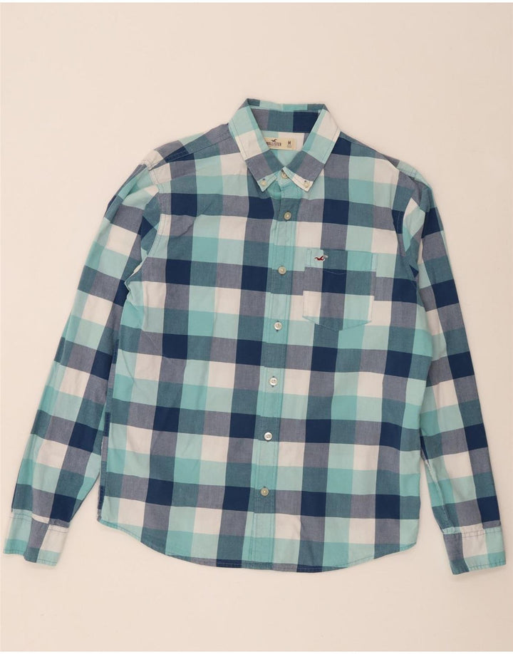 Hollister Herrenhemd aus mittelblau karierter Baumwolle