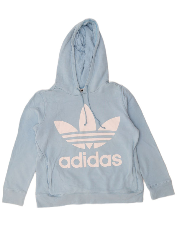 Adidas Damen Graphic Hoodie Pullover UK 14 Große blaue Baumwolle