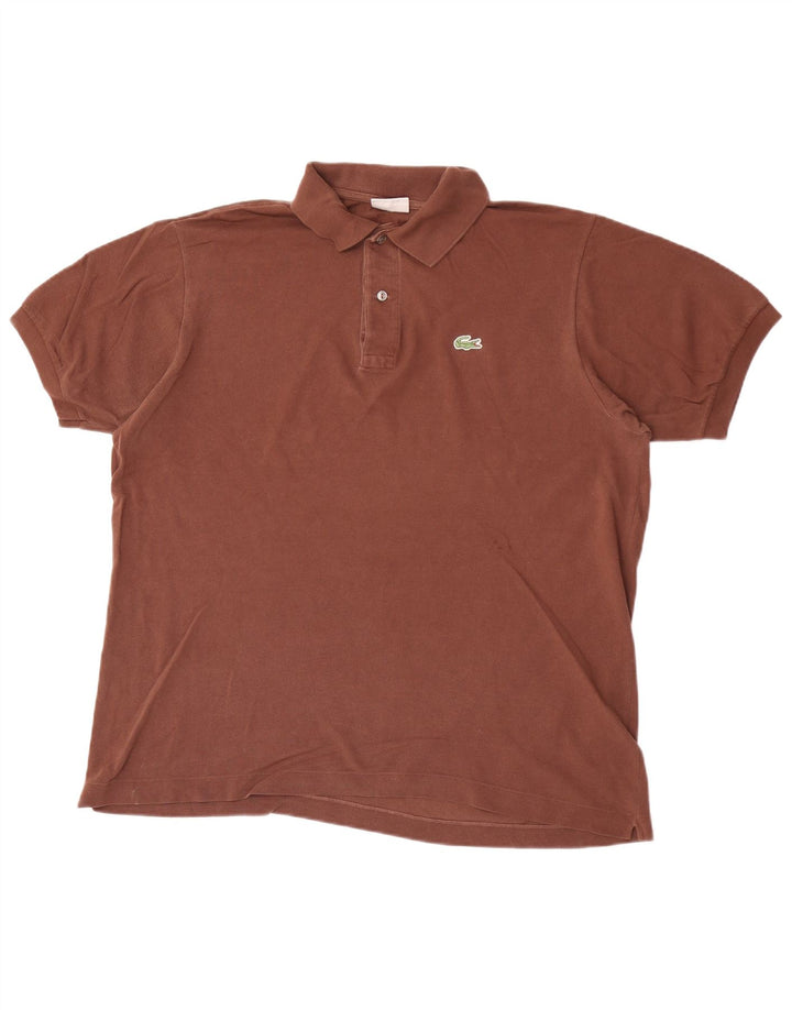 Lacoste Herren-Poloshirt, Größe 5, groß, braune Baumwolle
