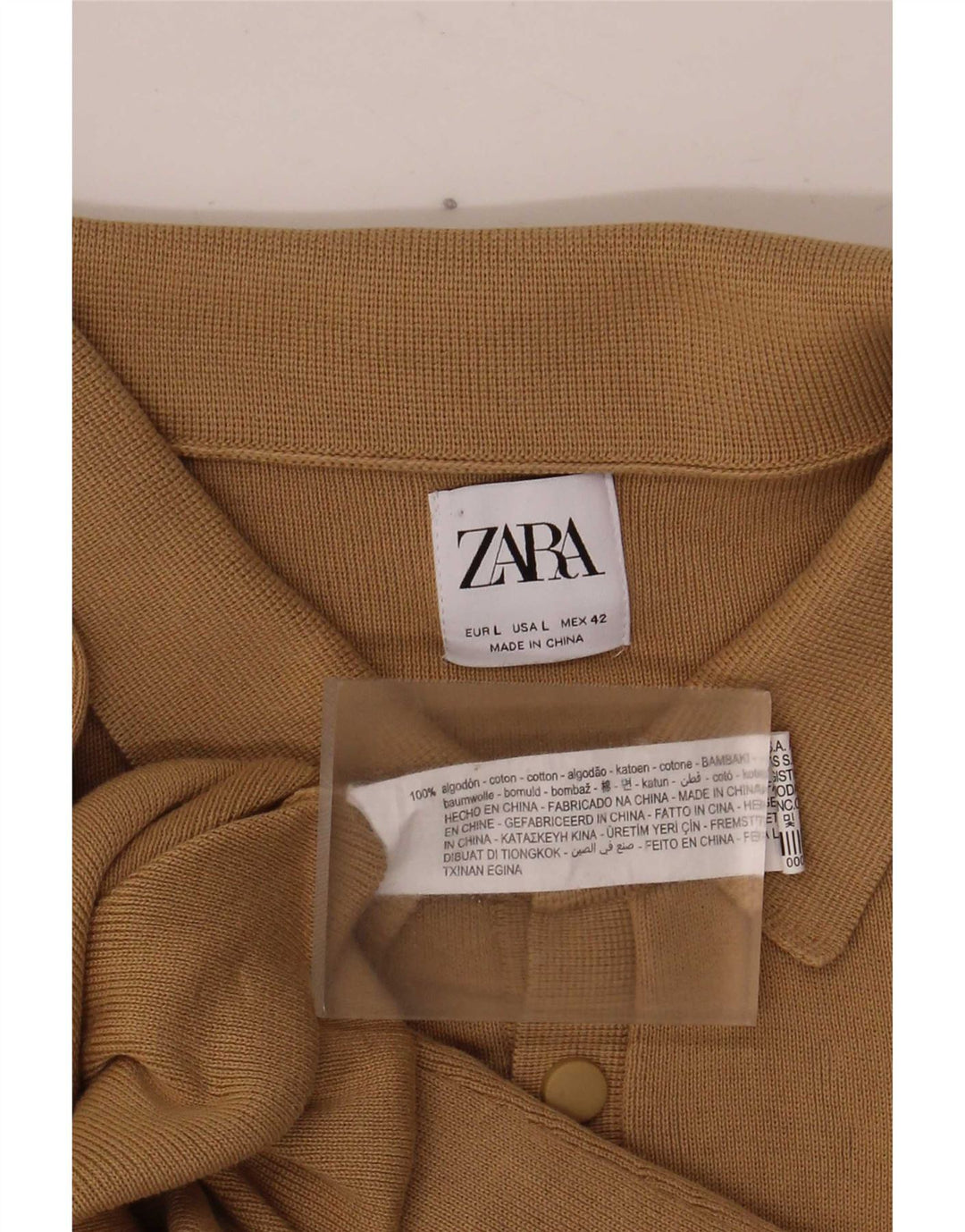 Zara Herren-Pullover mit Rollkragen, groß, beige Baumwolle