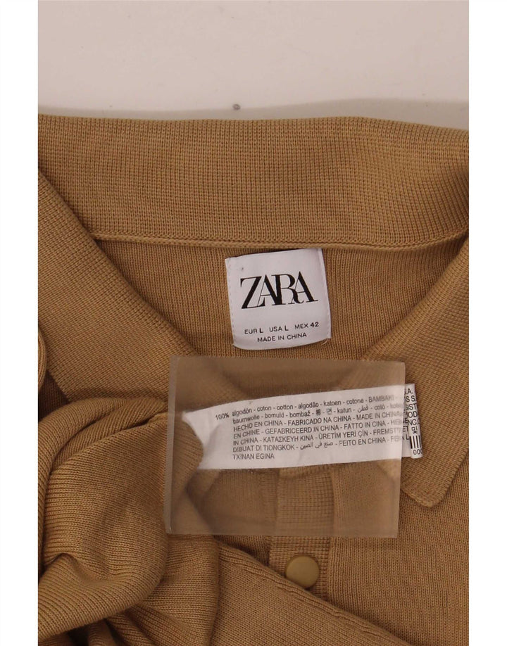 Zara Herren-Pullover mit Rollkragen, groß, beige Baumwolle