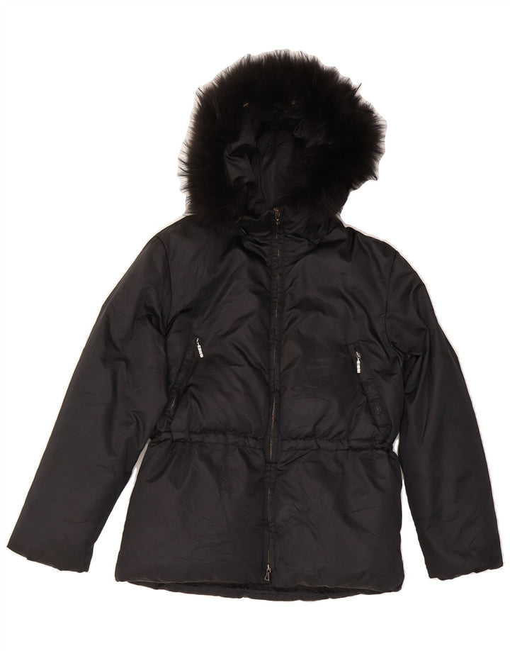 POST CARD Womens Hooded Windbreaker Jacket UK 8 Small Black Winter Vintage Post Card and Second-Hand Post Card from Messina Hembry 