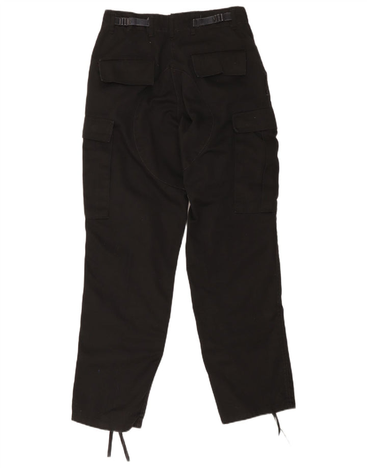 Vintage Damen Regular Cargo Hose Klein W28 L30 Schwarze Baumwolle