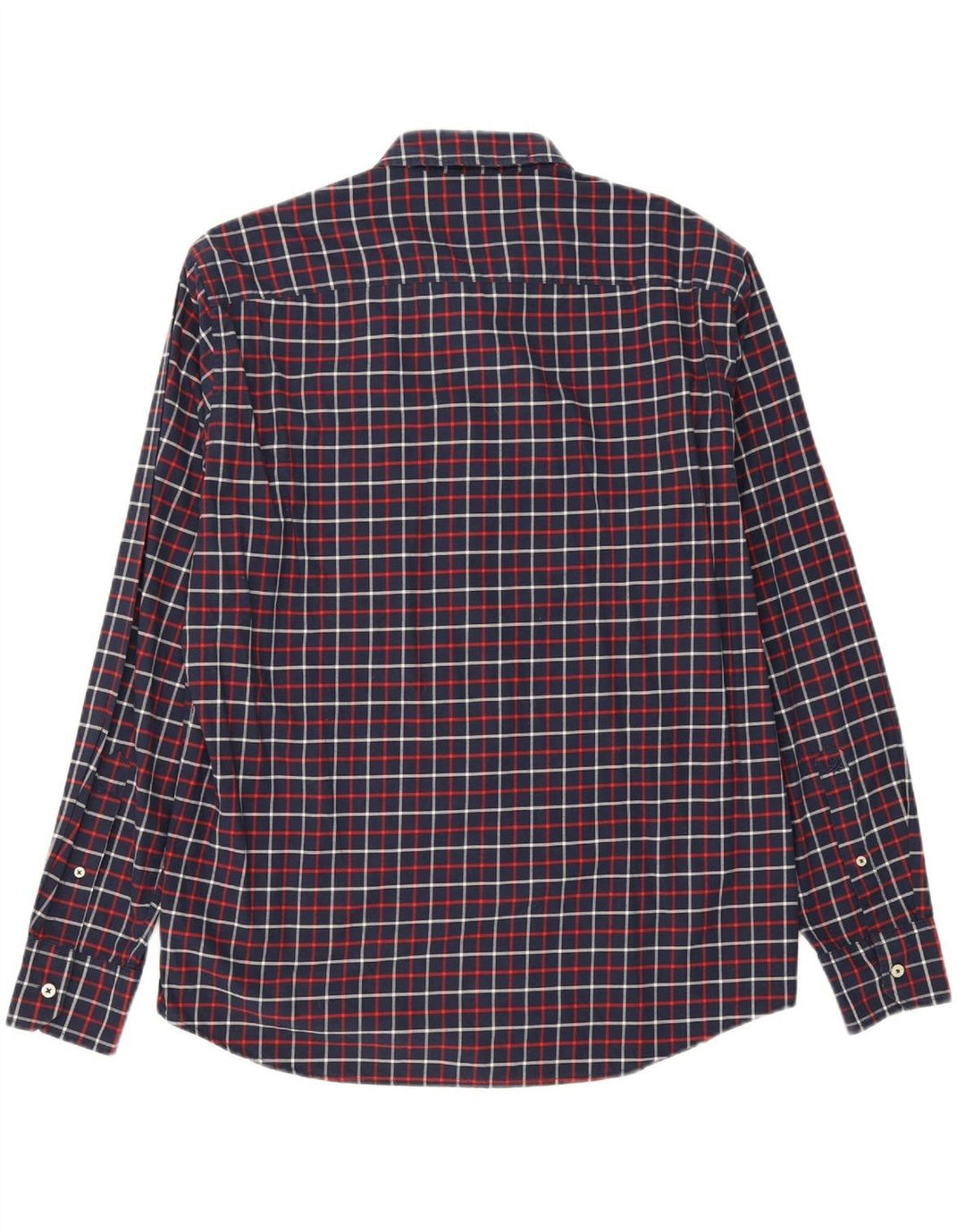 BENETTON Mens Regular Fit Shirt XL Navy Blue Check Cotton