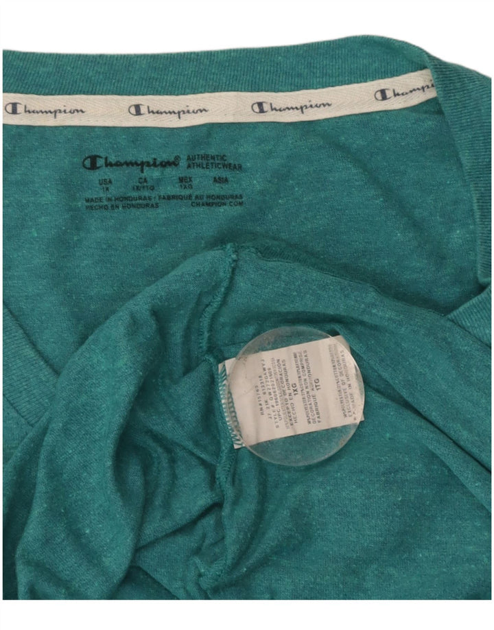 CHAMPION Womens T-Shirt Top UK 18 XL Turquoise Polyester