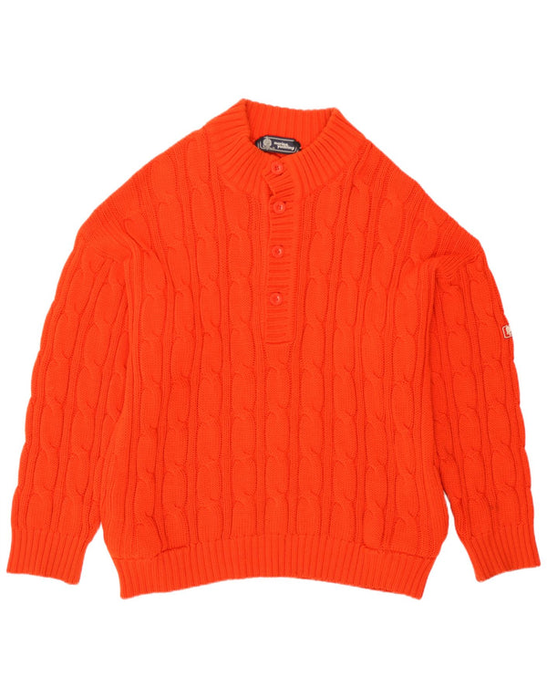 Marina Yachting Mens Button Neck Jumper Sweater Large Orange New Wool