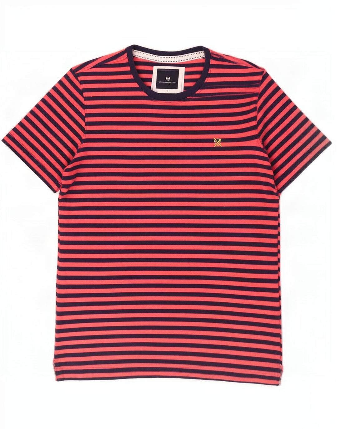 Crew Clothing Herren-T-Shirt-Oberteil, mittelrot, gestreift, Baumwolle