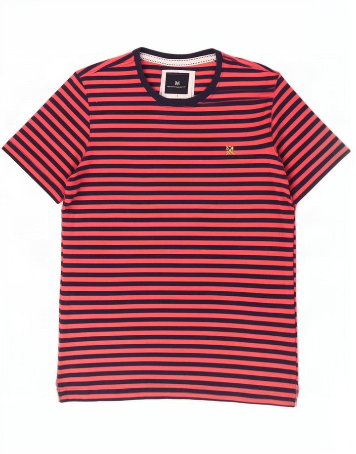 Crew Clothing Herren-T-Shirt-Oberteil, mittelrot, gestreift, Baumwolle