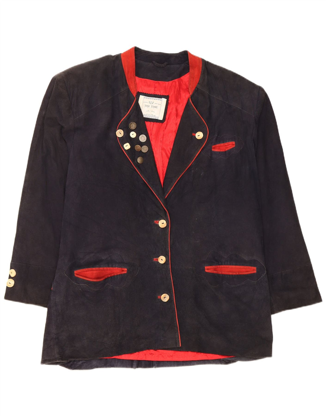 Vintage Damen Übergroße 3-Knopf-Blazerjacke EU 42 Großes Marineblau