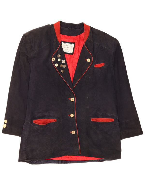 Vintage Damen Übergroße 3-Knopf-Blazerjacke EU 42 Großes Marineblau