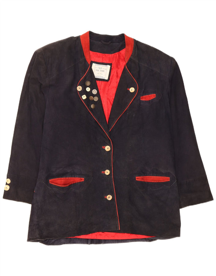 Vintage Damen Übergroße 3-Knopf-Blazerjacke EU 42 Großes Marineblau