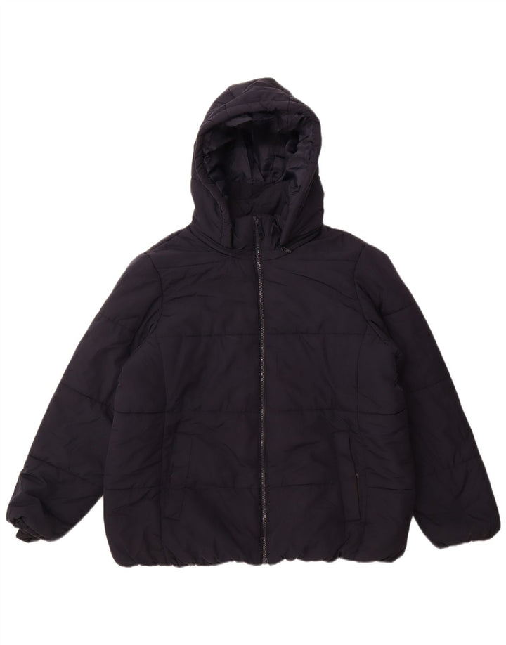 Marks & Spencer Wattierte Damenjacke mit Kapuze, UK 18, XL, Marineblau, Polyester