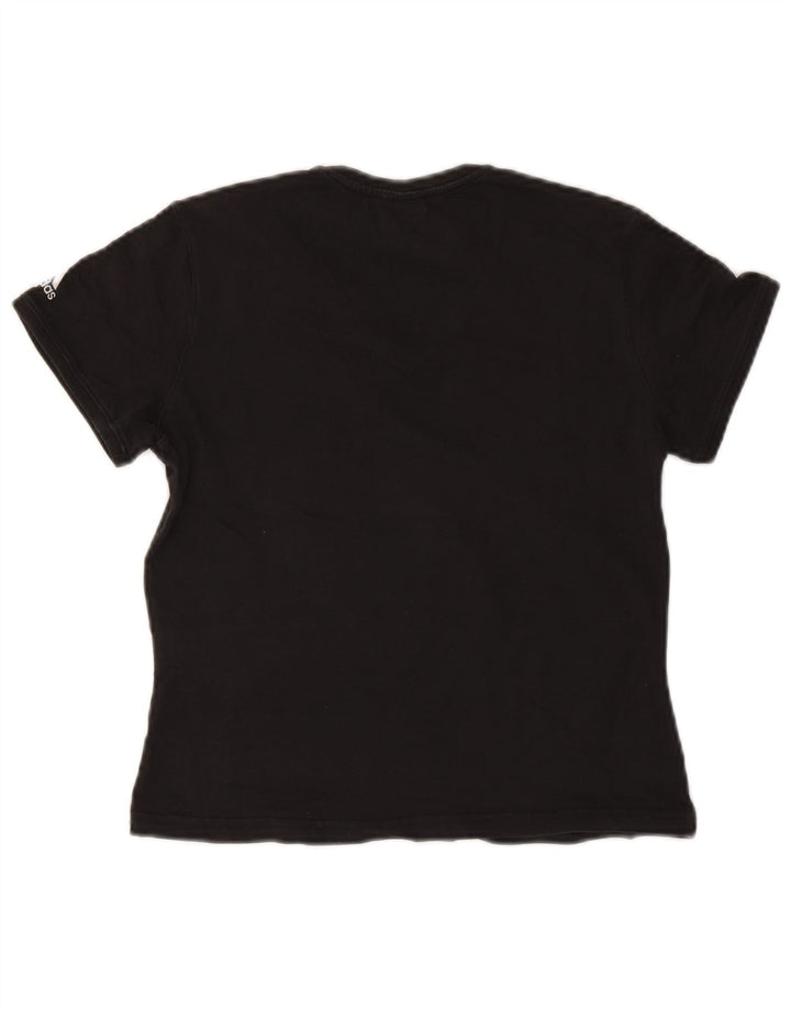 ADIDAS Damen Crop Graphic T-Shirt Top UK 14 Mittelschwarze Baumwolle