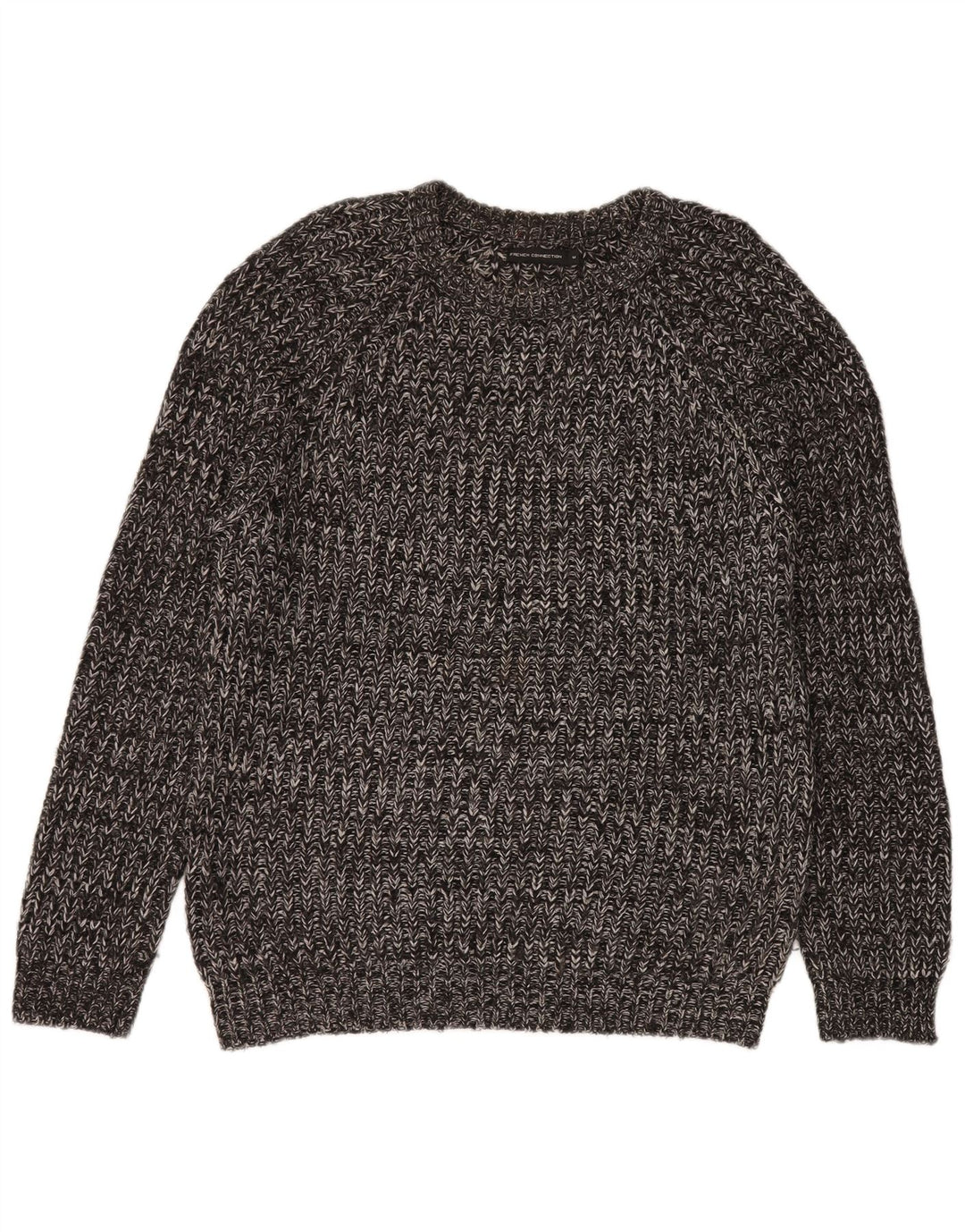 French Connection Herren-Pullover mit U-Boot-Ausschnitt, Mittelgrau geflecktes Acryl