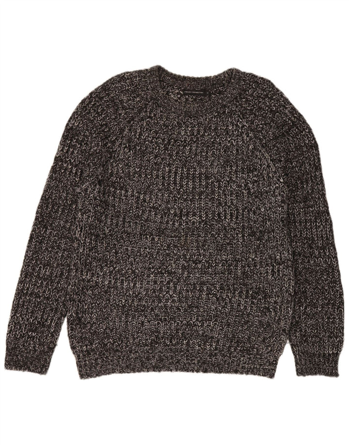 French Connection Herren-Pullover mit U-Boot-Ausschnitt, Mittelgrau geflecktes Acryl