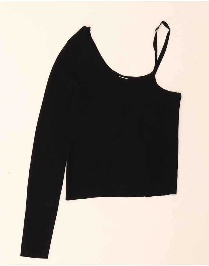 Zara Damen Crop One Shoulder Top UK 8 Small Schwarz