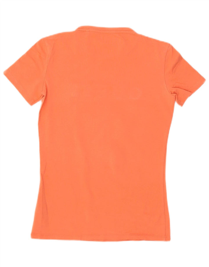 GUESS Damen Grafik T-Shirt Top UK 6 XS Orange Baumwolle