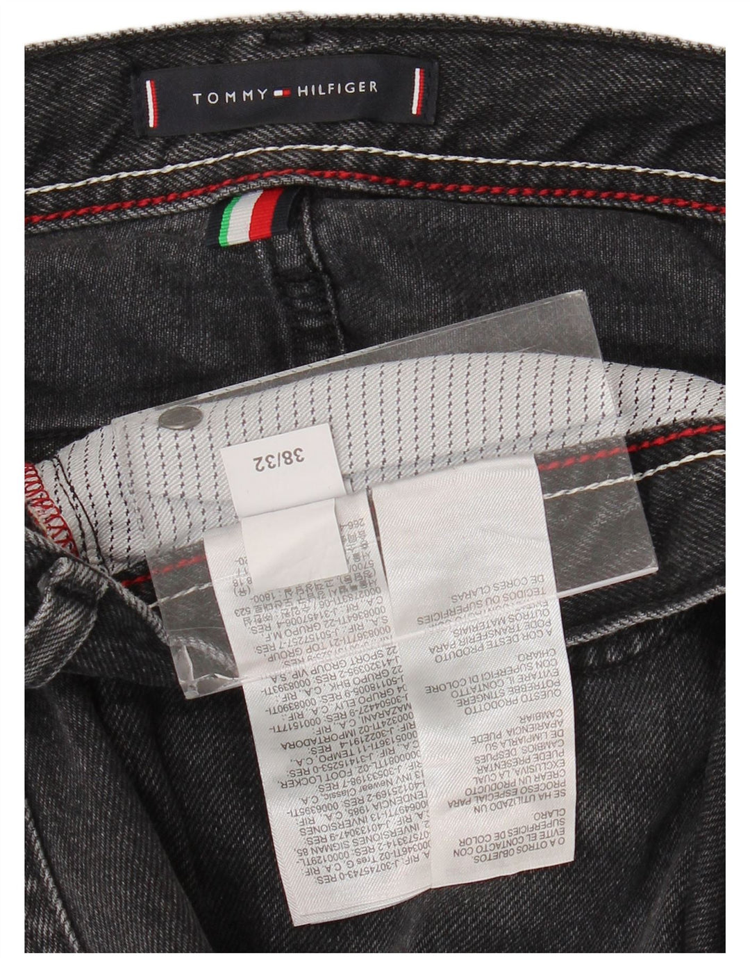 Tommy Hilfiger Herren Straight Jeans W38 L32 Graue Baumwolle