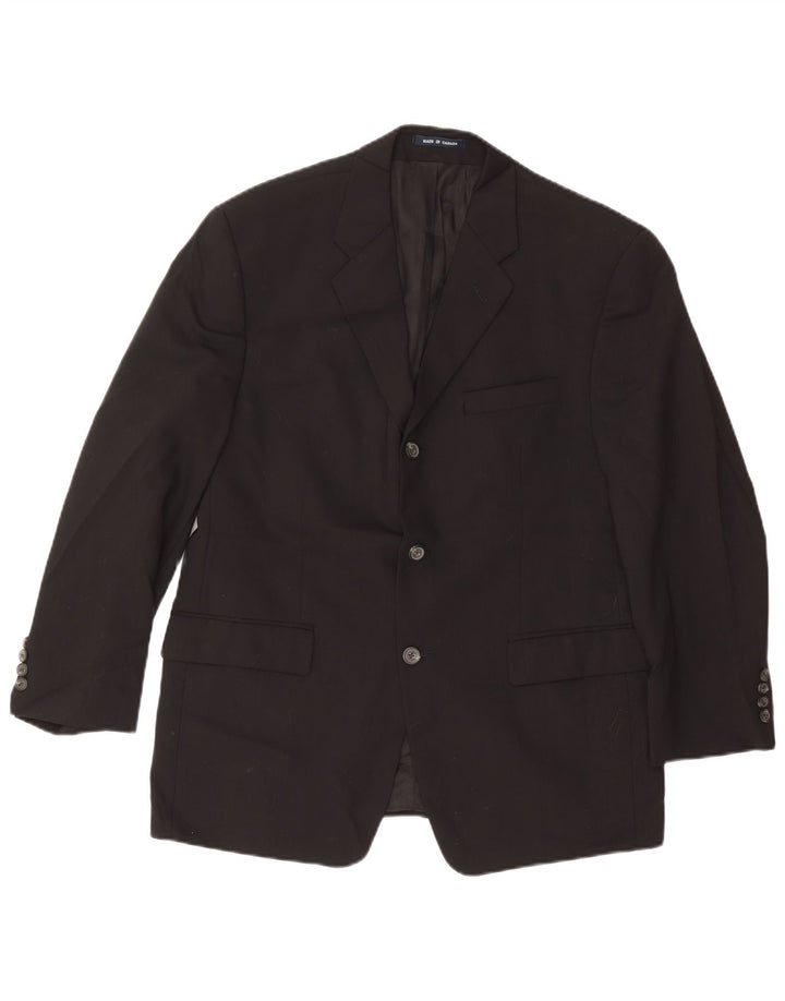 Chaps Herren-Blazerjacke mit 3 Knöpfen, UK 38, mittelschwarze Wolle