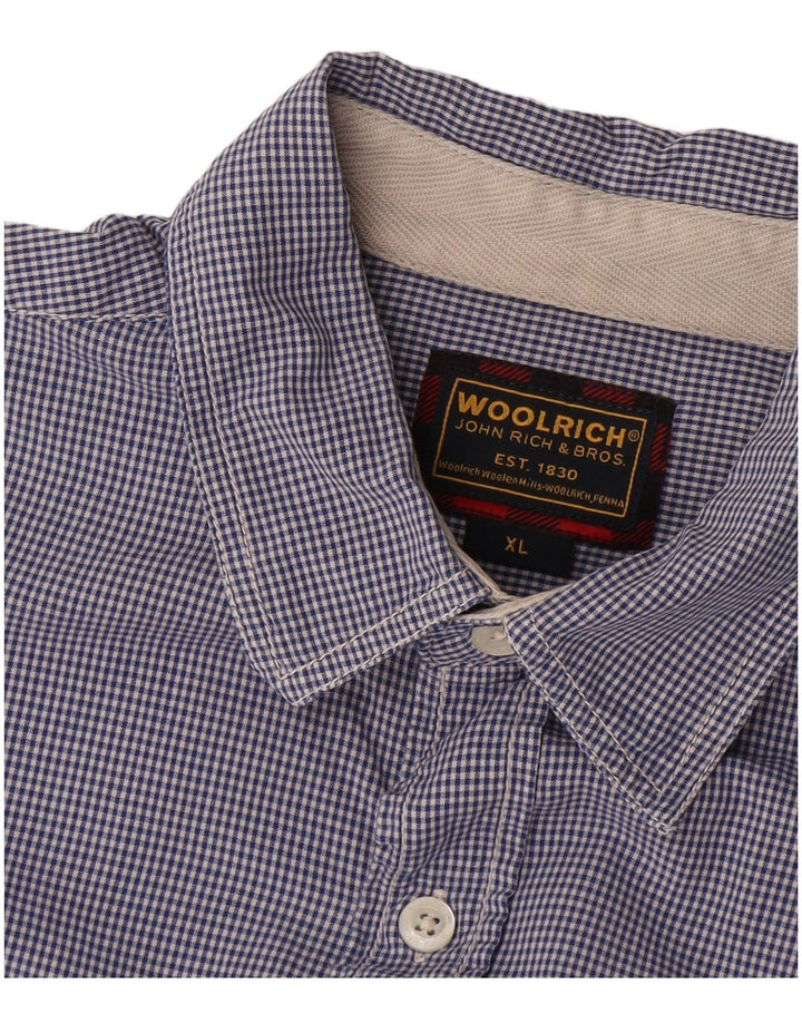 WOOLRICH Herren Kurzarmhemd XL Marineblau Gingham