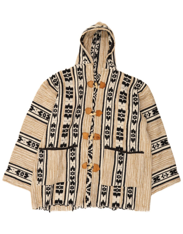 Vintage Damen Strickjacke mit Kapuze UK 20 2XL Beige Fair Isle