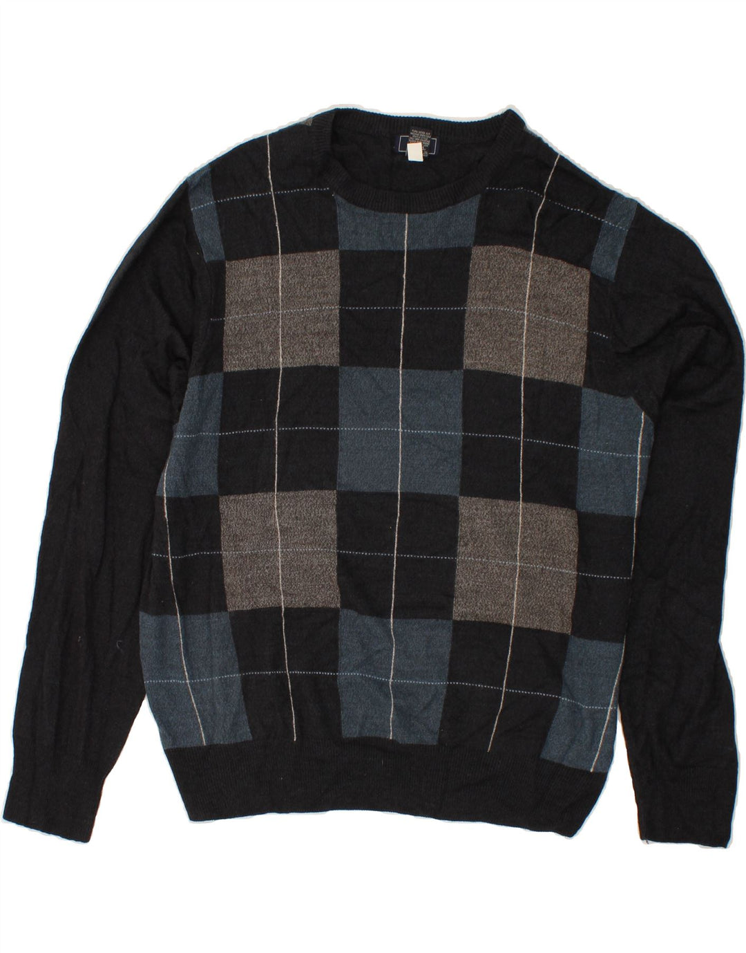 DOCKERS Herren-Pullover mit Rundhalsausschnitt, 2XL, graues Patchwork-Acryl