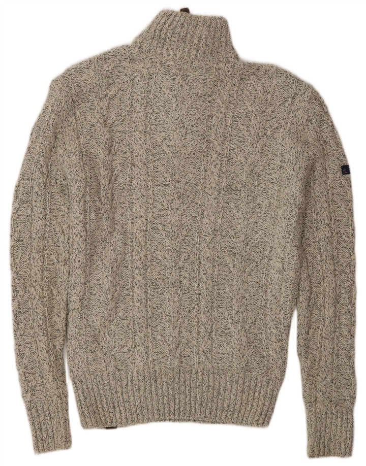 Superdry Herren-Pullover mit Reißverschluss am Hals, Mittelgrau geflecktes Acryl