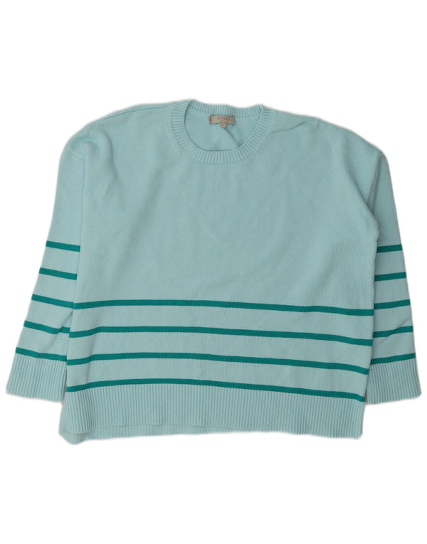 Hobbs Damen-Pullover mit Rundhalsausschnitt, Gr. 18, XL, türkis, gestreift, Baumwolle