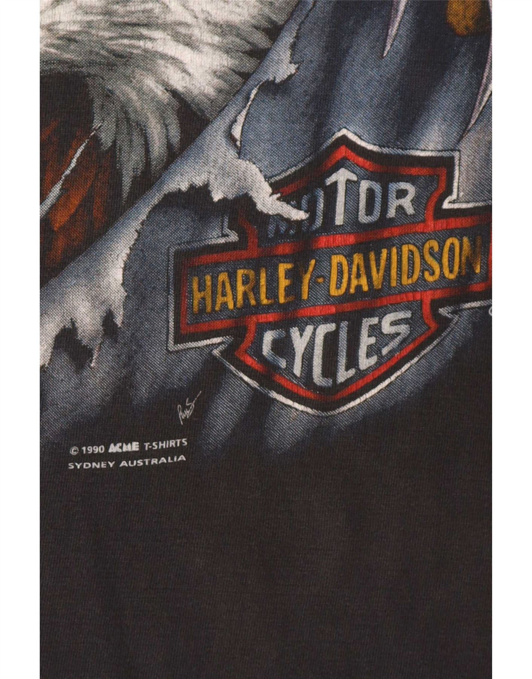 Harley Davidson Herren 1990 Grafik-T-Shirt, mittelgraues Baumwoll-Motorrad